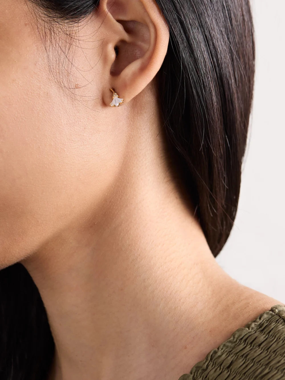 L'Atelier Nawbar Psychedeliah 18-karat Gold, Mother-of-pearl and Diamond Earrings, styled view