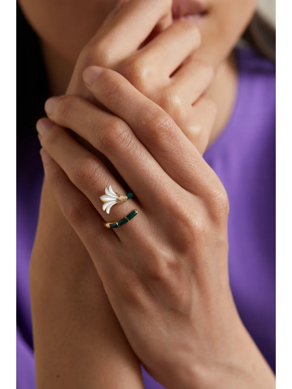 L'Atelier Nawbar The Flower 18-karat Gold Multi-stone Ring, styled view