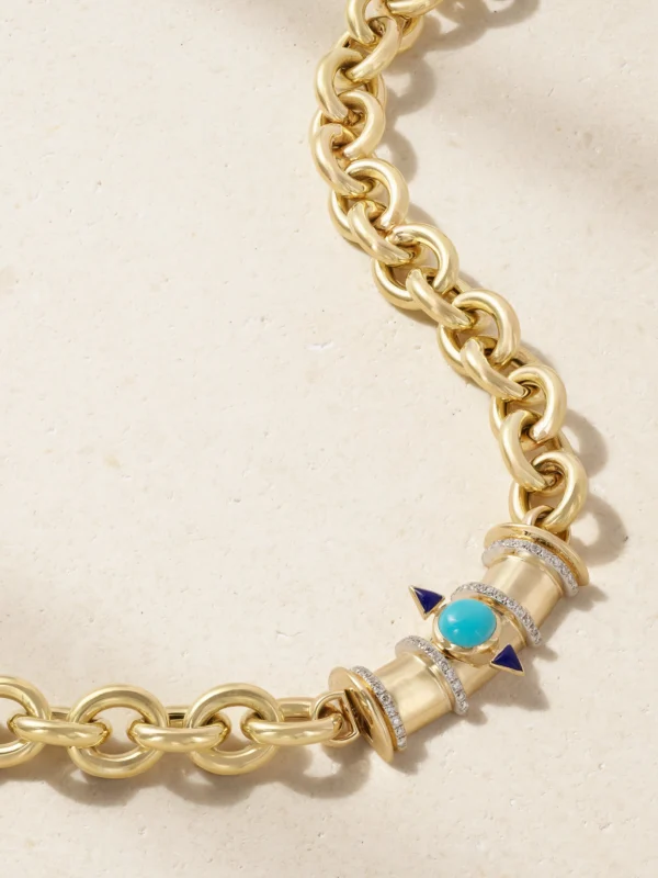 L'Atelier Nawbar Tuxedo Mask 18-karat Gold Multi-stone Necklace