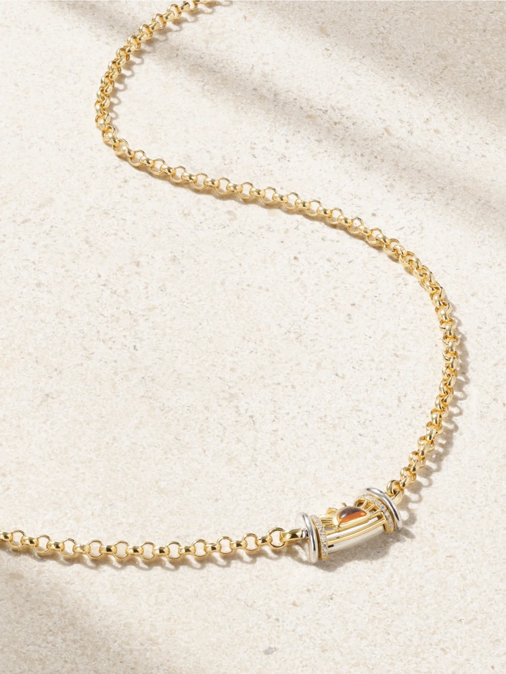 L'Atelier Nawbar Warrior Dawn 18-karat Yellow and Rhodium-plated White Gold, Garnet and Diamond Necklace
