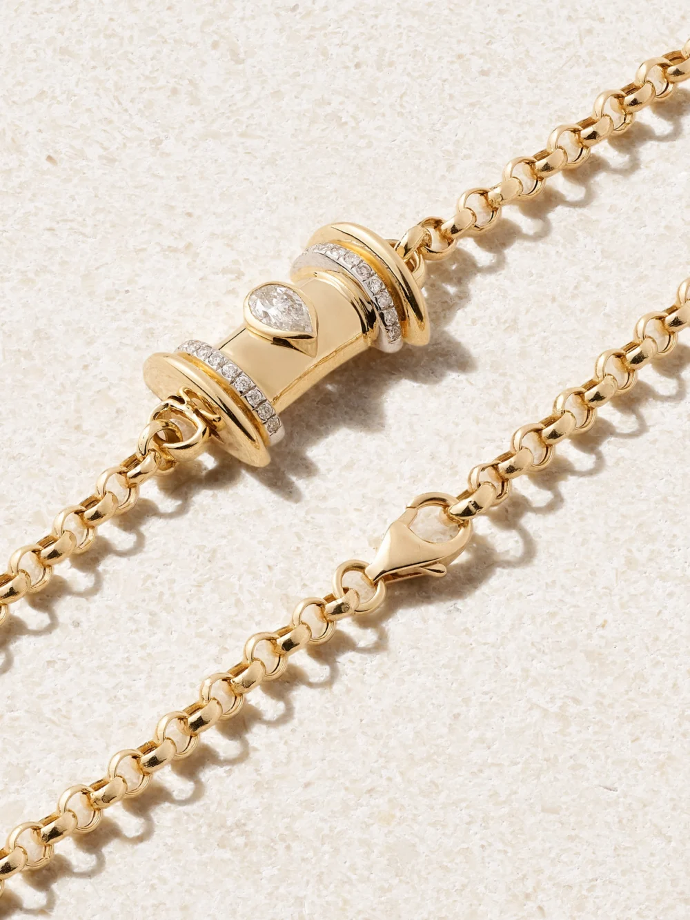 Close-up detail of the L'Atelier Nawbar Warrior Princess 18-karat Gold Diamond Bracelet