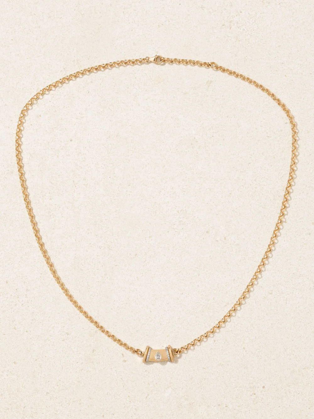 Close-up detail of the L'Atelier Nawbar Warrior Princess 18-karat Gold Diamond Necklace
