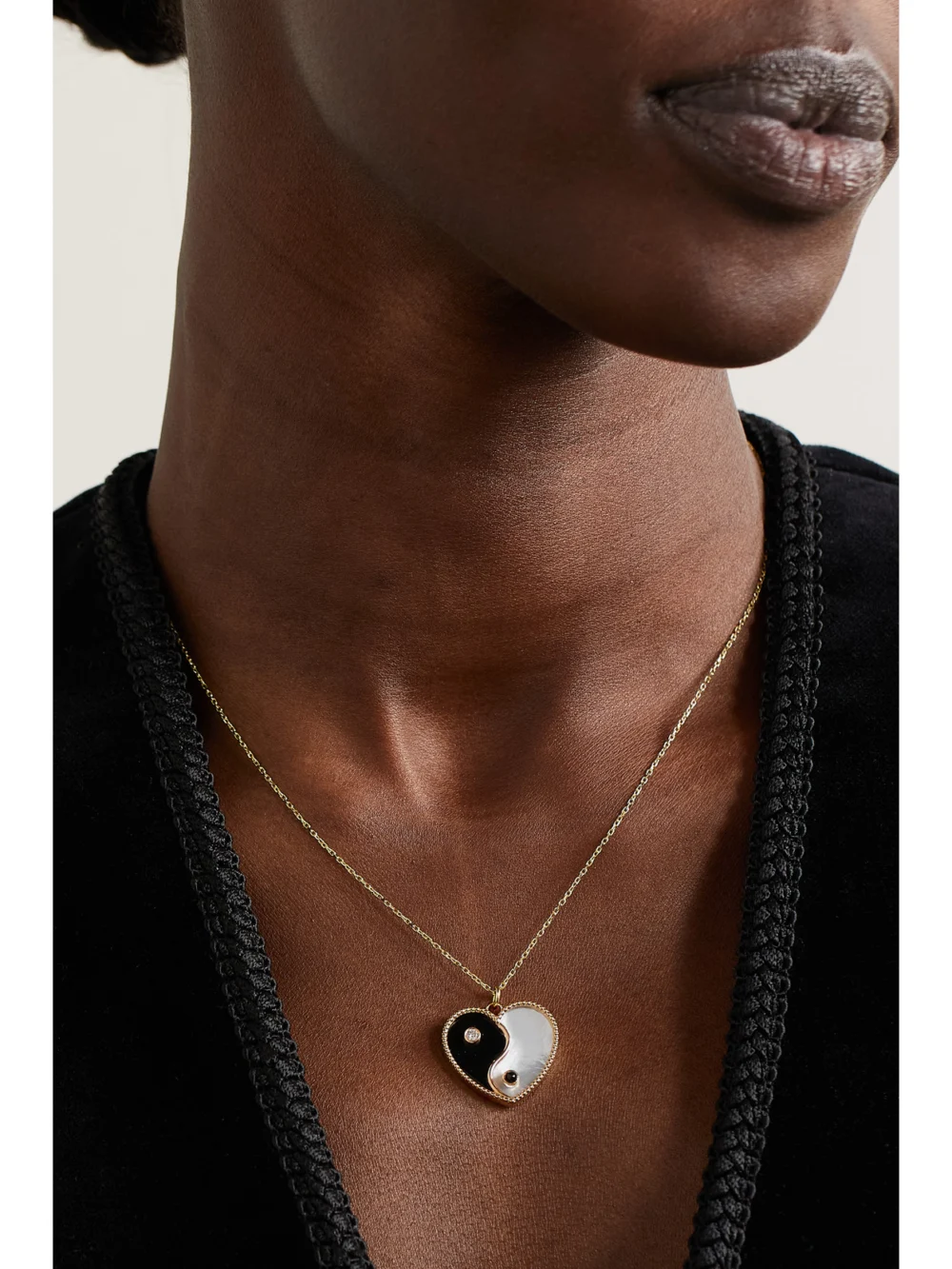 L'Atelier Nawbar Yin Yang 18-karat Gold Multi-stone Necklace, styled view