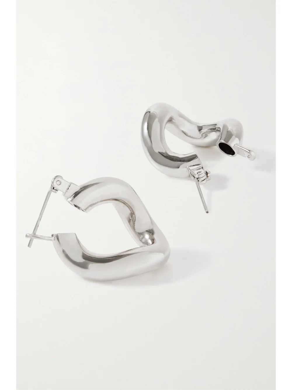 Back view of the Laura Lombardi Mini Anima Platinum-plated Recycled Hoop Earrings