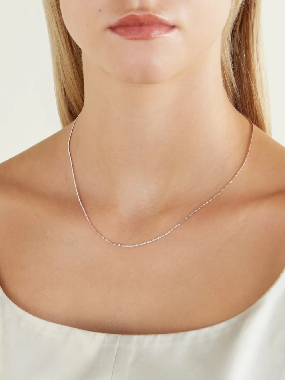 Laura Lombardi Mini Omega Platinum-plated Necklace, styled view