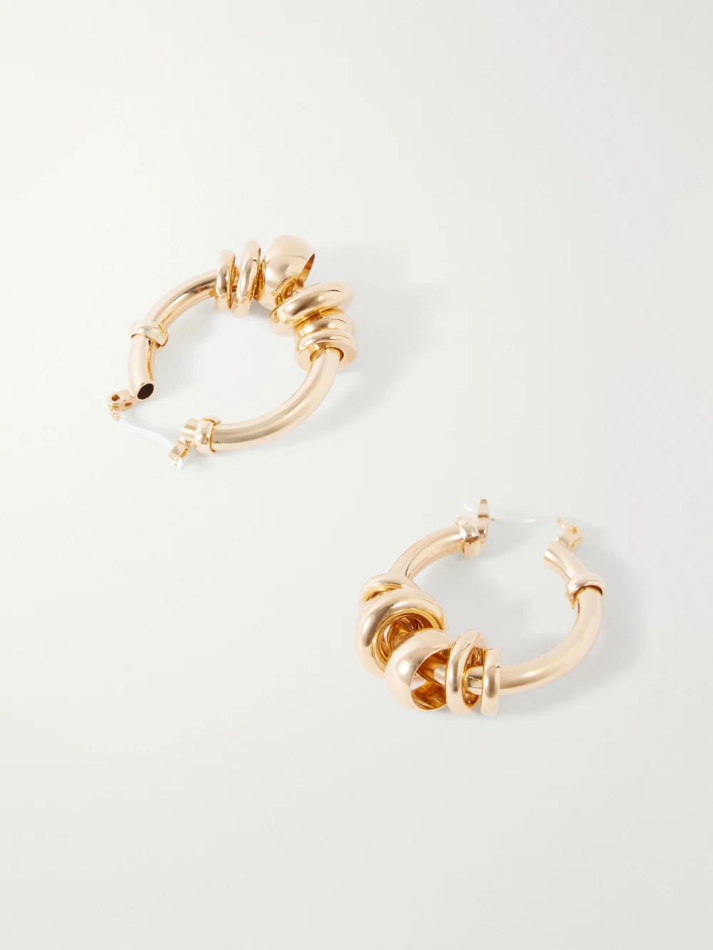 Back view of the Laura Lombardi Radda Gold-toned Bead-embellished Hoop Earrings