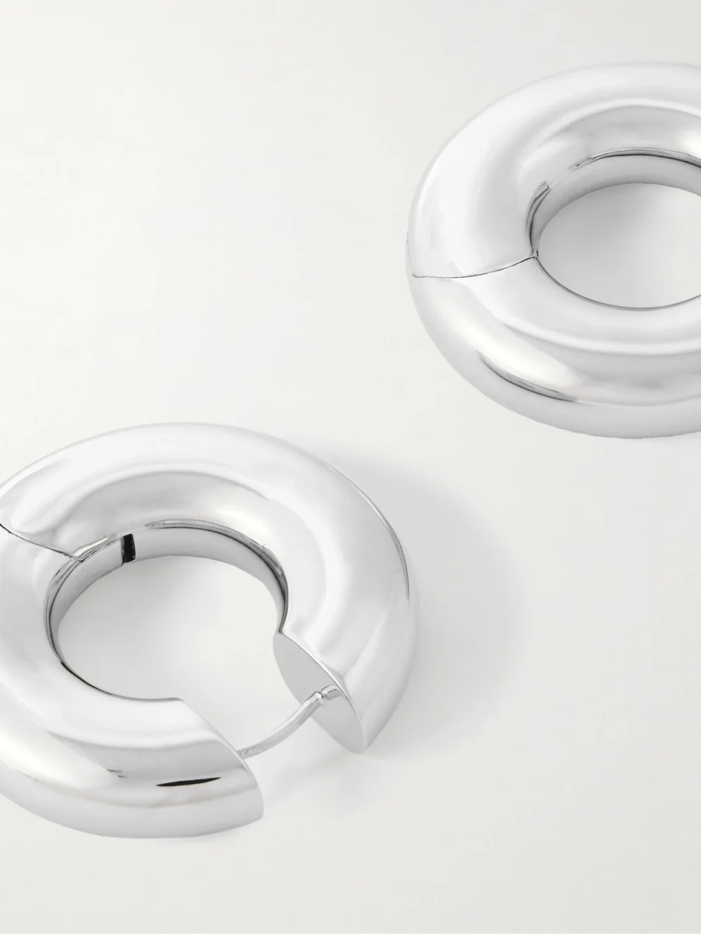 Close-up detail of the Laura Lombardi Silver-plated Hoop Earrings