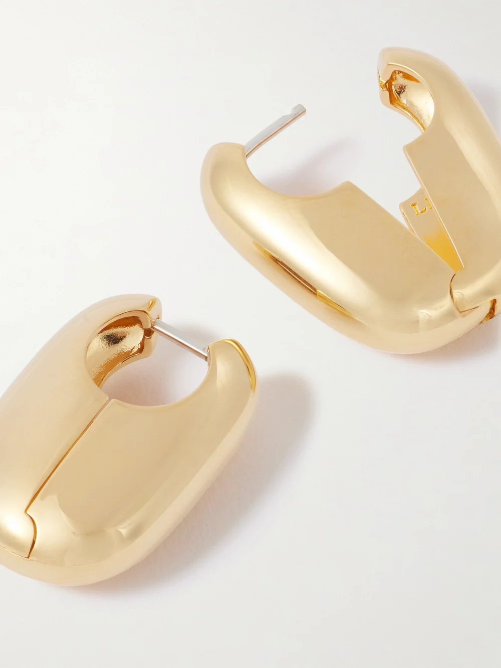 Close-up detail of the Laura Lombardi Vola Gold-plated Hoop Earrings