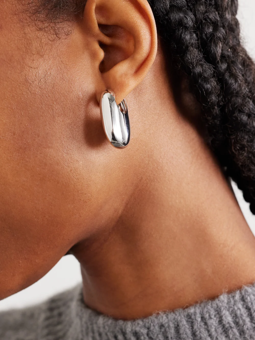 Laura Lombardi Vola Rhodium-plated Hoop Earrings, styled view