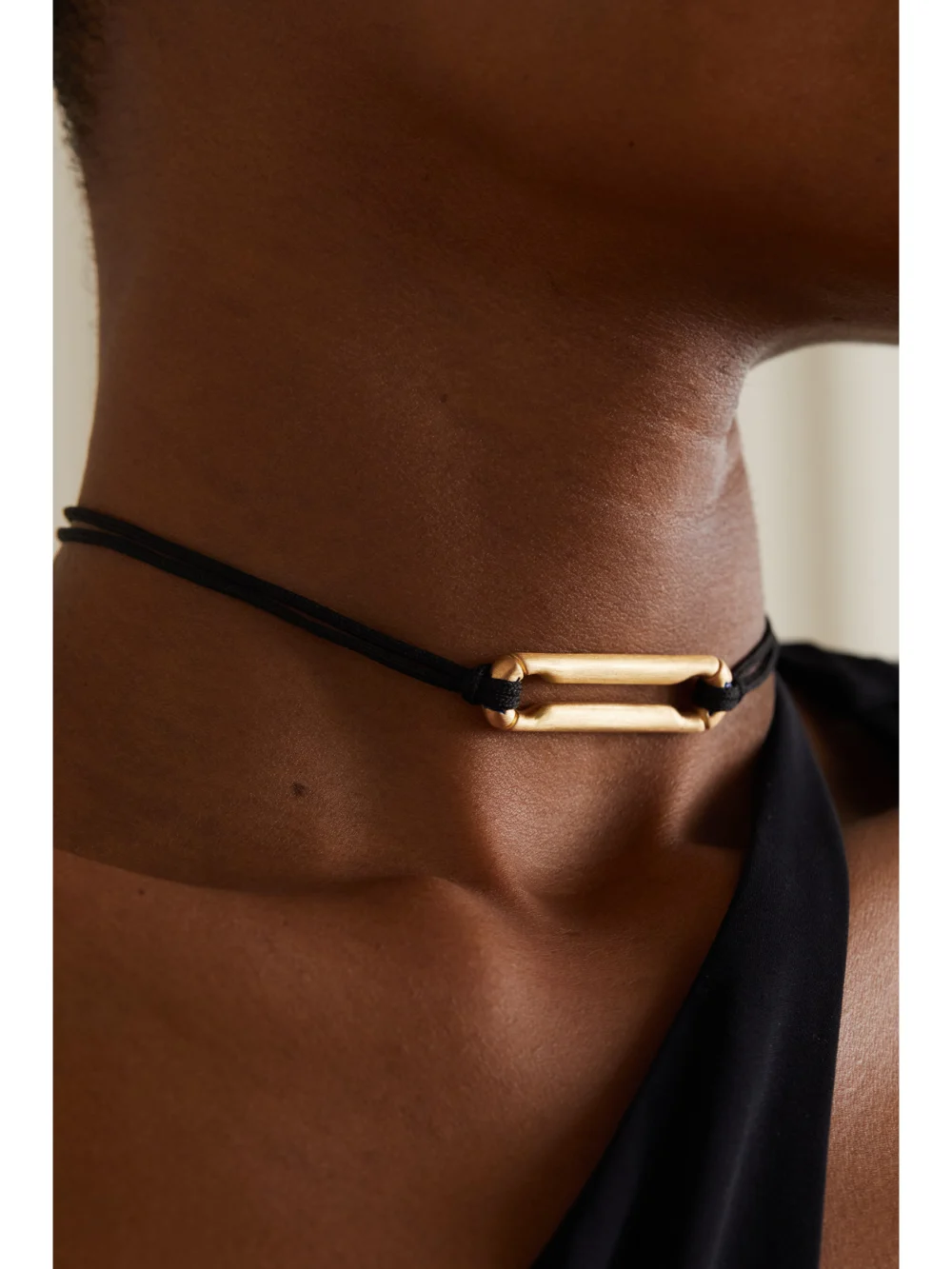 Lauren Rubinski 14-karat Gold and Cord Necklace, styled view