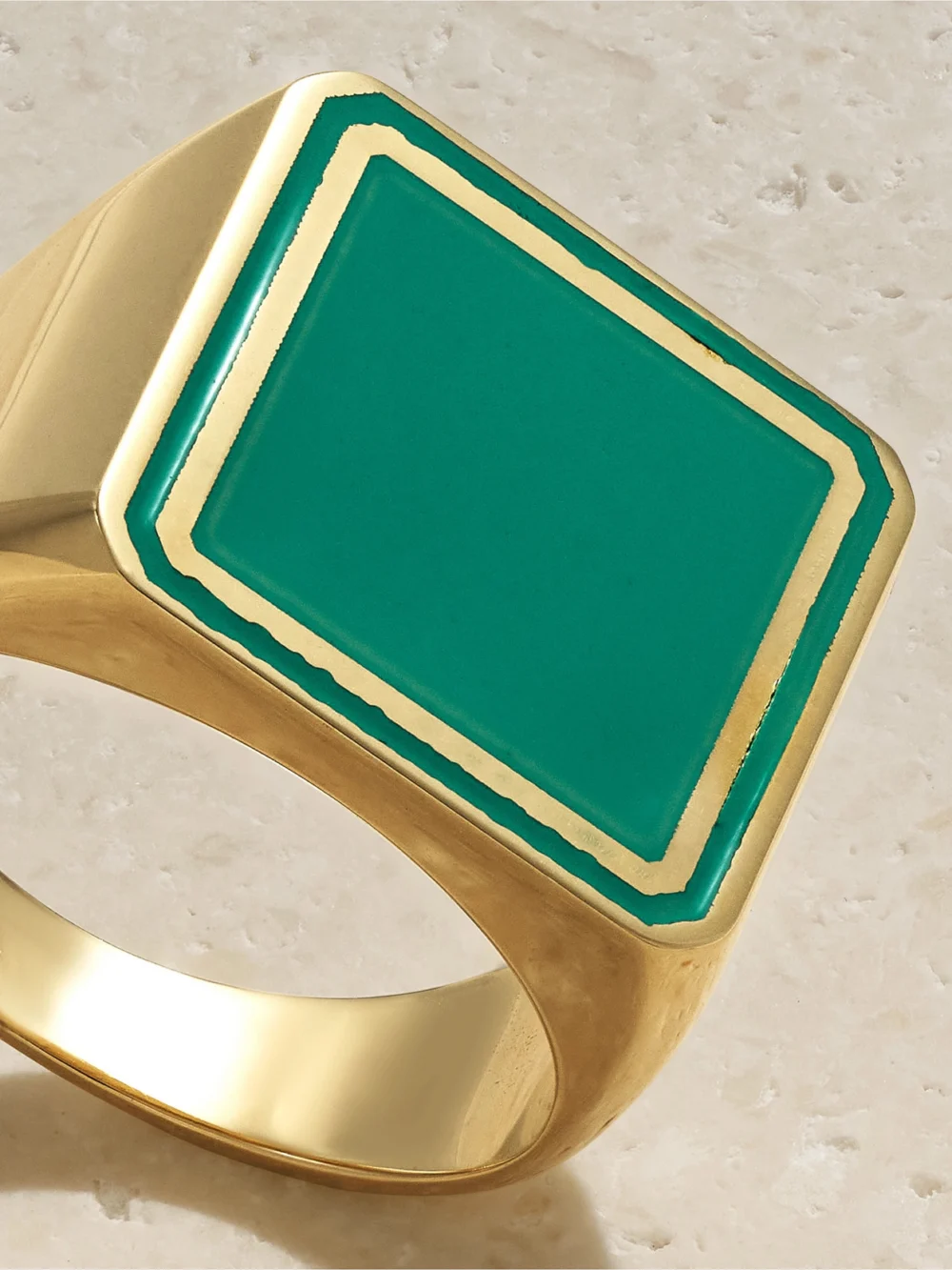 Close-up detail of the Lauren Rubinski 14-karat Gold and Enamel Ring