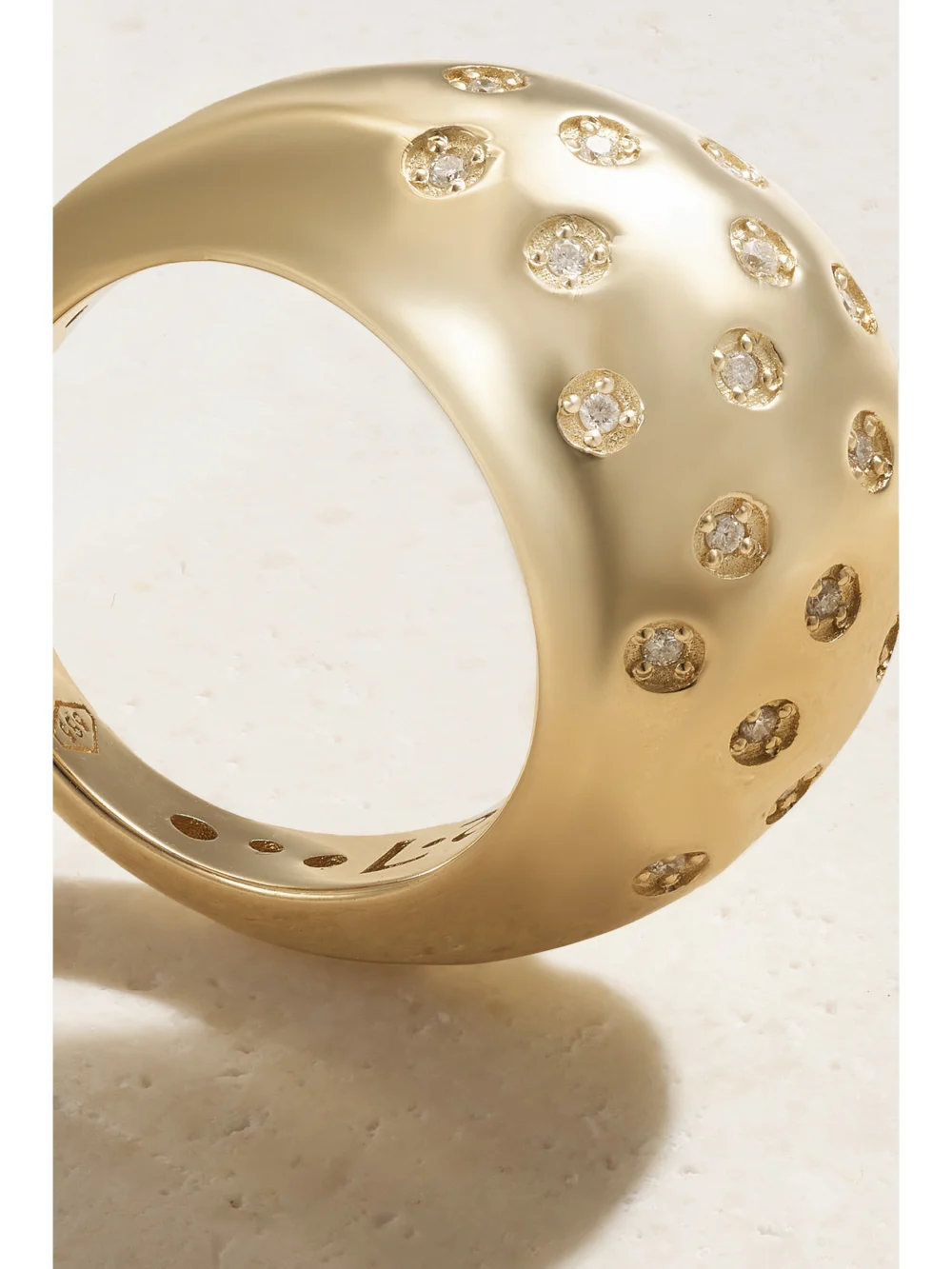 Close-up detail of the Lauren Rubinski 14-karat Gold Diamond Ring