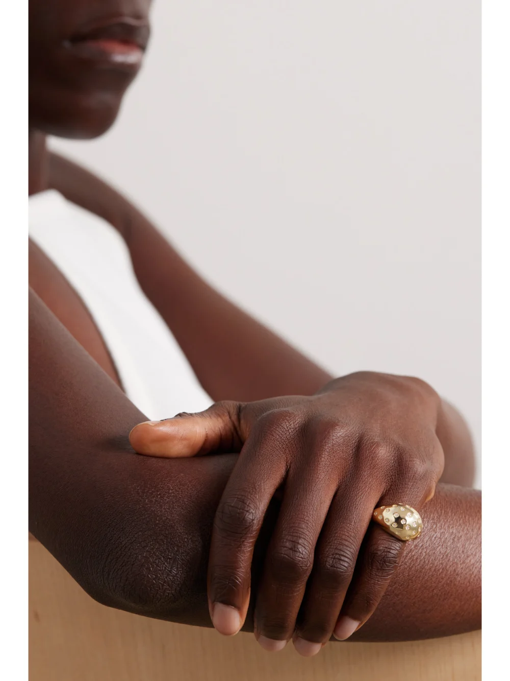 Lauren Rubinski 14-karat Gold Diamond Ring, styled view