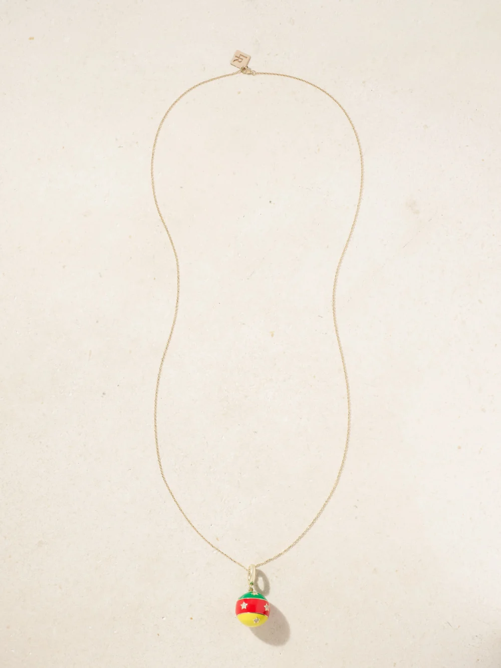 Close-up detail of the Lauren Rubinski 14-karat Gold, Enamel and Diamond Necklace