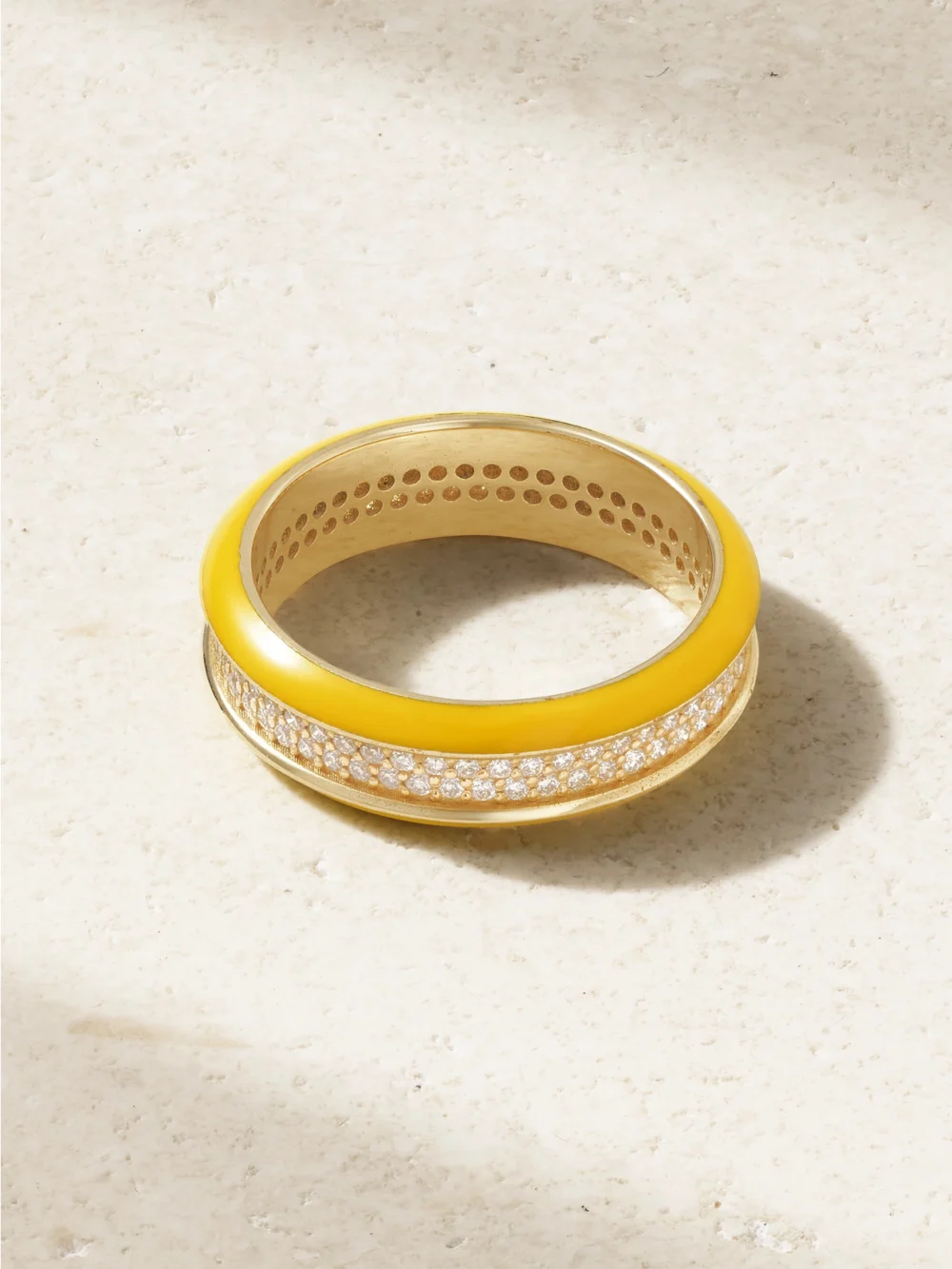 Back view of the Lauren Rubinski 14-karat Gold, Enamel and Diamond Ring