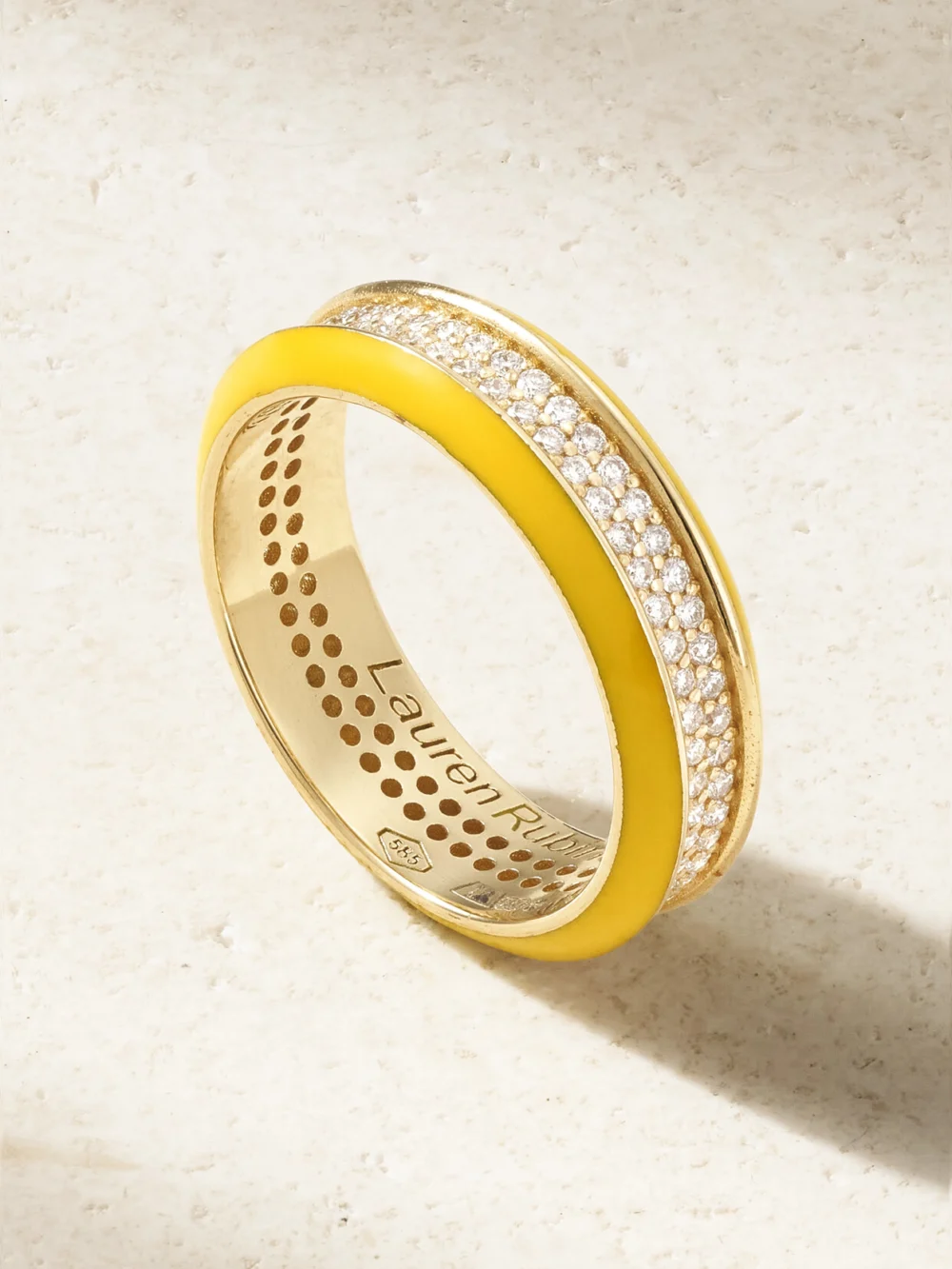 Lauren Rubinski 14-karat Gold, Enamel and Diamond Ring in 53