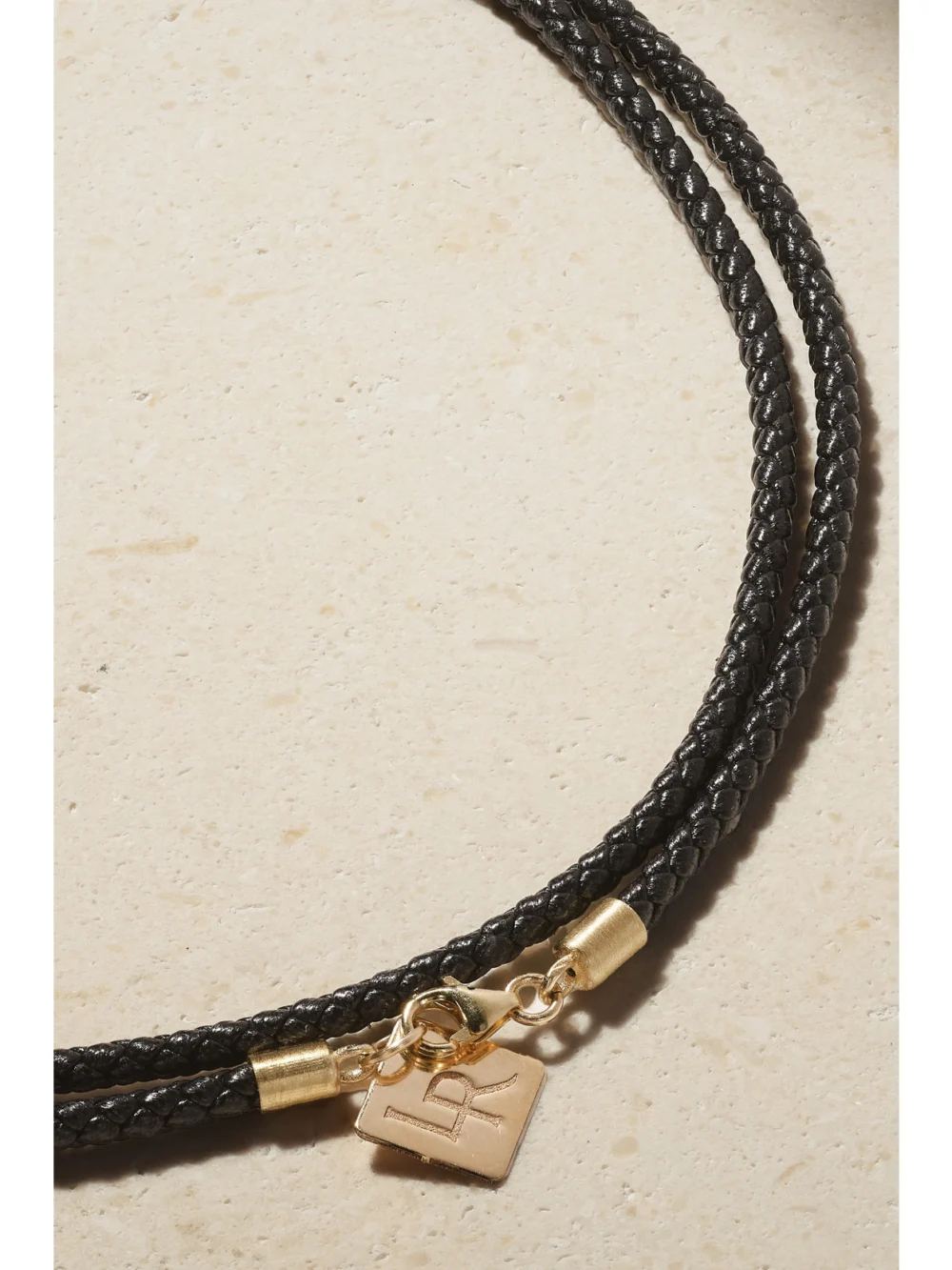 Back view of the Lauren Rubinski 14-karat Gold, Enamel and Leather Necklace