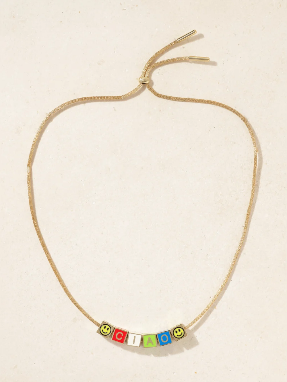 Lauren Rubinski Ciao 14-karat Gold and Enamel Necklace