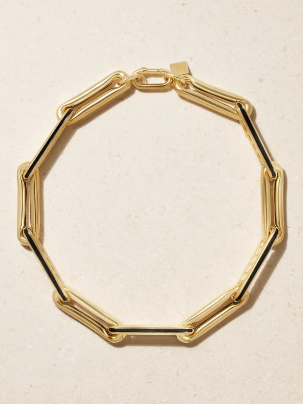 Lauren Rubinski Extra Large 14-karat Gold and Enamel Necklace