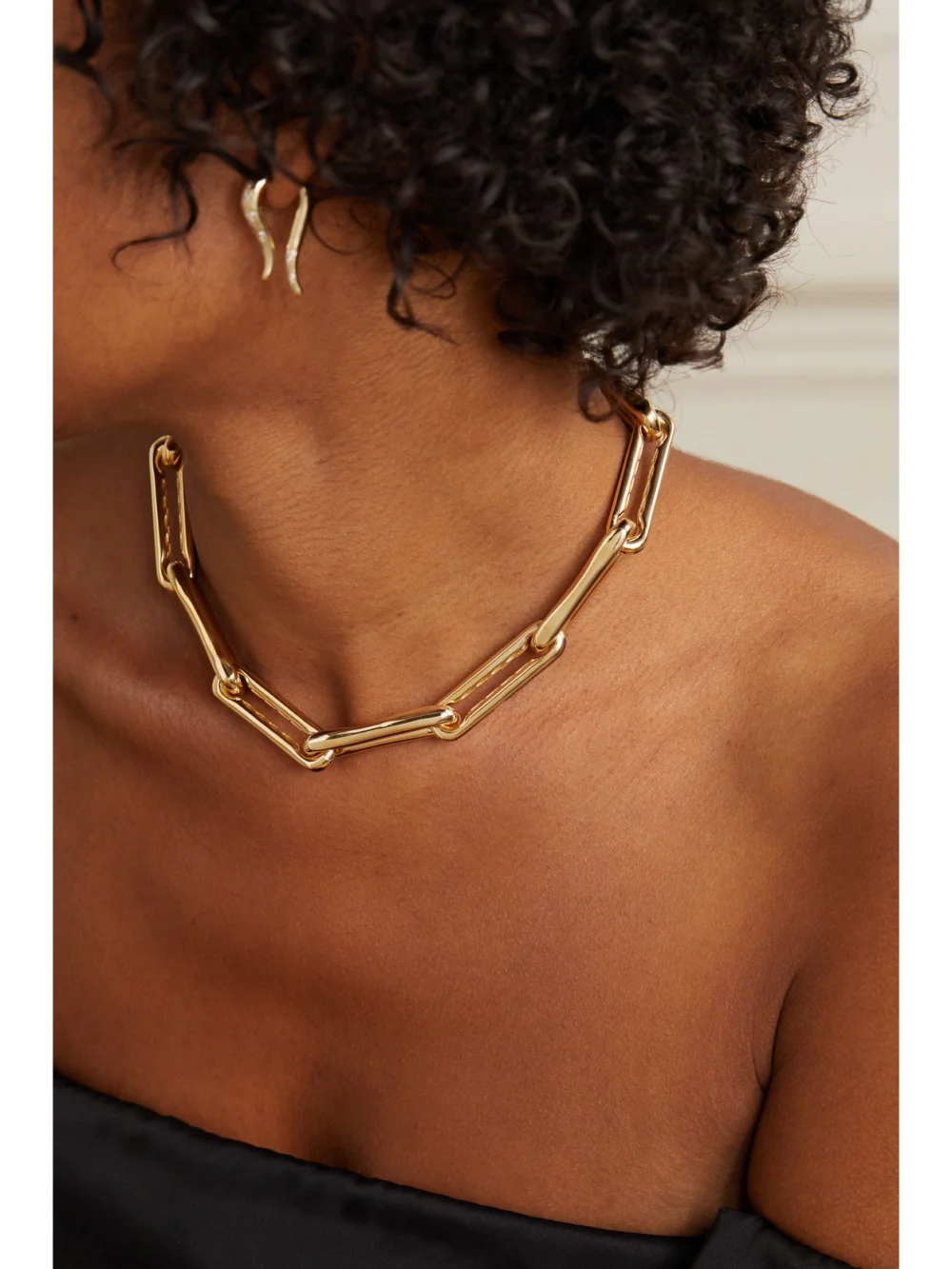 Lauren Rubinski Extra Large 14-karat Gold and Enamel Necklace, styled view
