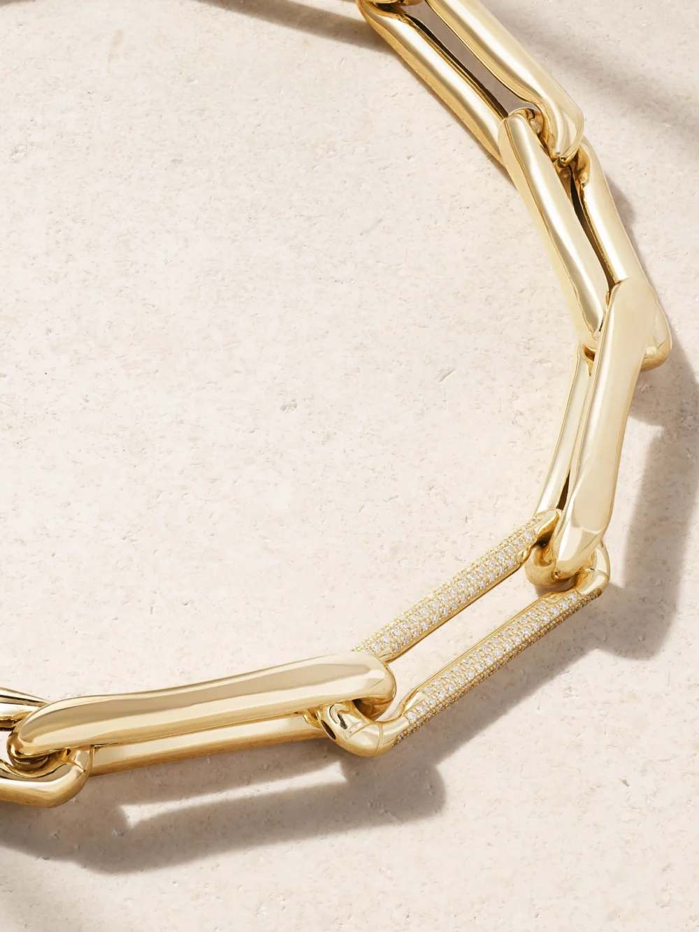 Close-up detail of the Lauren Rubinski Extra Large 14-karat Gold Diamond Necklace