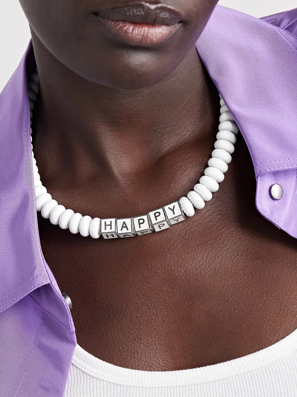 Lauren Rubinski Happy Sterling Silver, Enamel and Bead Necklace, styled view