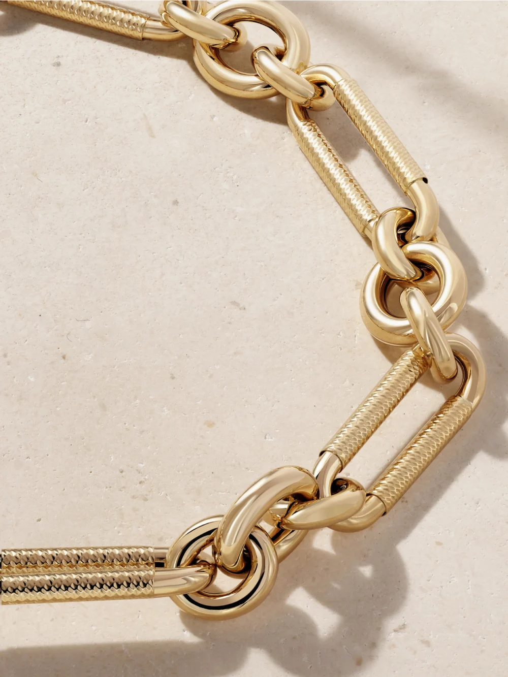 Close-up detail of the Lauren Rubinski Large 14-karat Gold Necklace