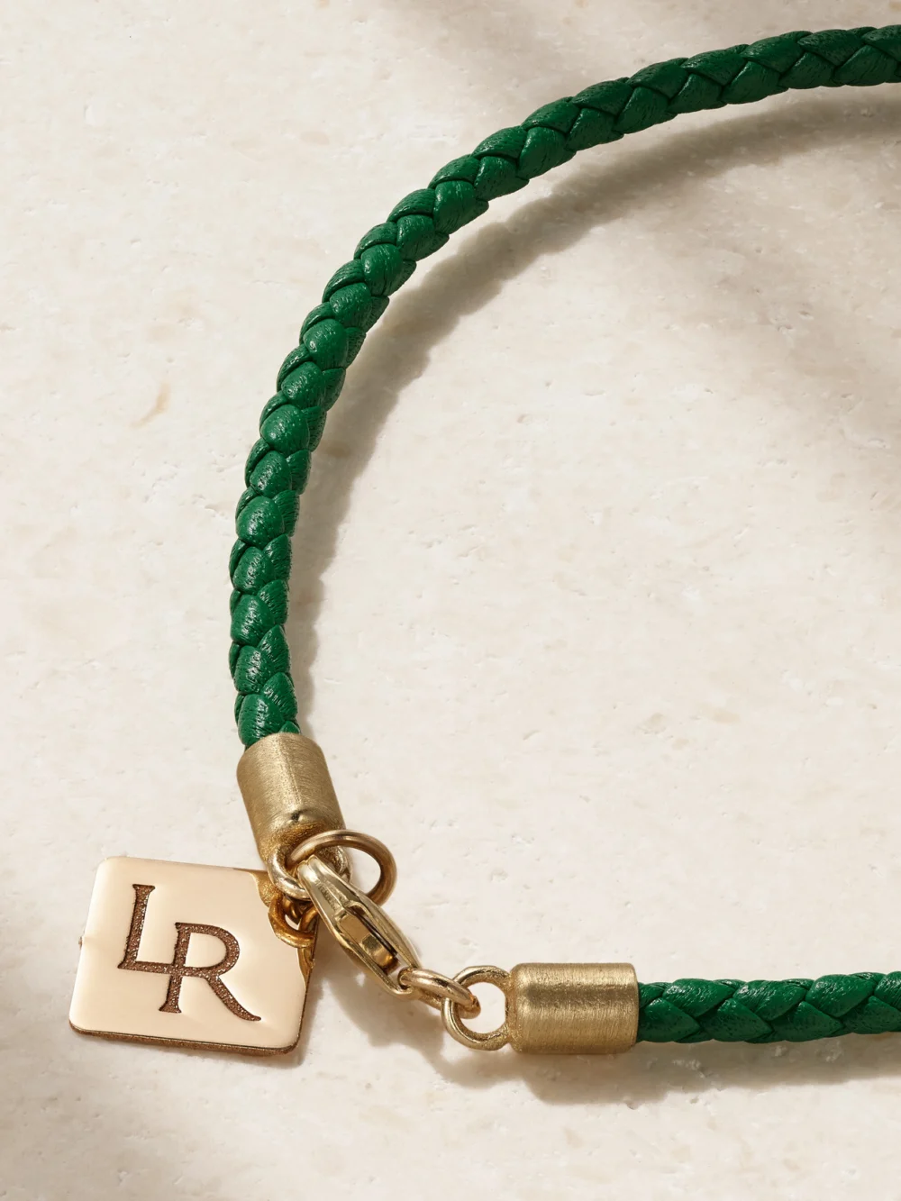 Back view of the Lauren Rubinski Lemon 14-karat Gold, Enamel and Leather Bracelet