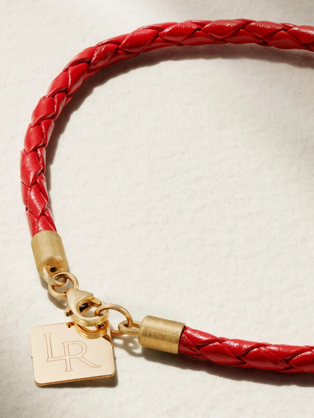 Back view of the Lauren Rubinski Mushroom 14-karat Gold, Enamel and Leather Bracelet
