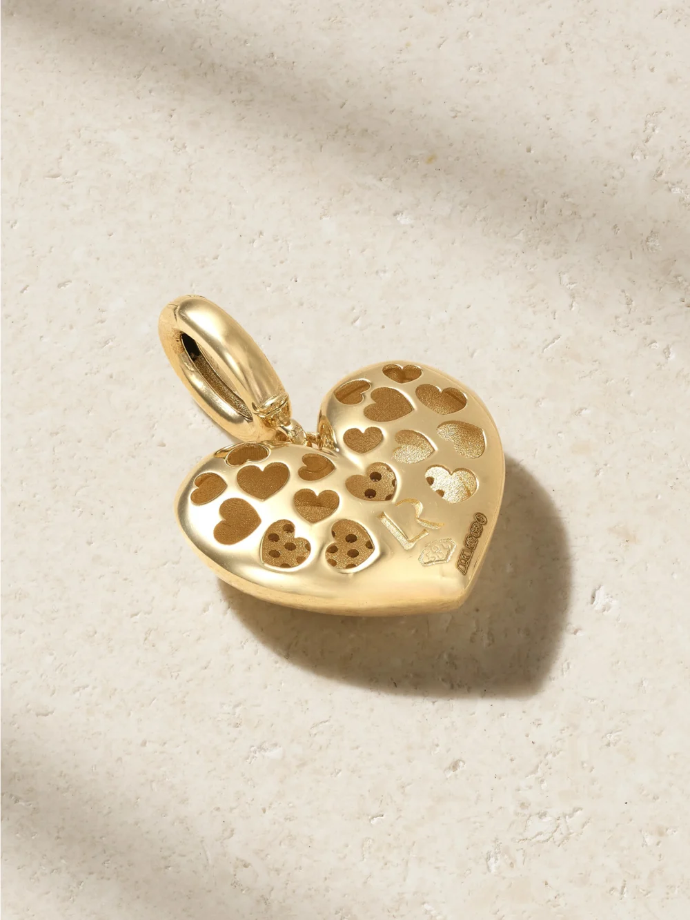 Back view of the Lauren Rubinski Small Heart 14-karat Gold Diamond Pendant