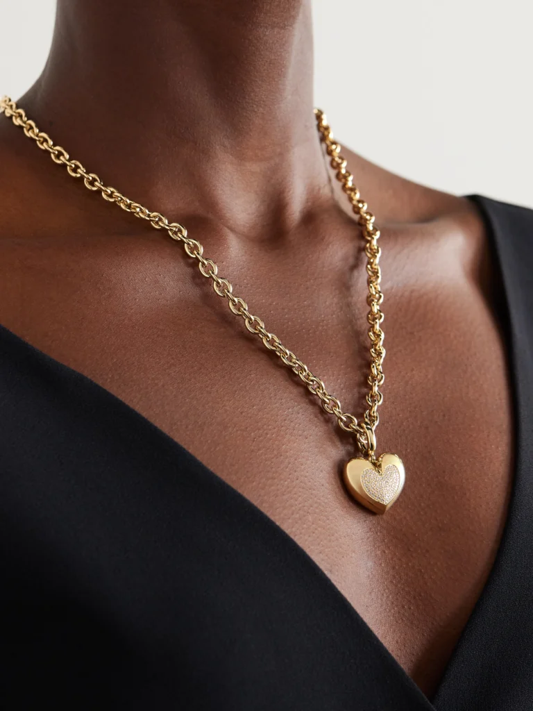 Lauren Rubinski Small Heart 14-karat Gold Diamond Pendant