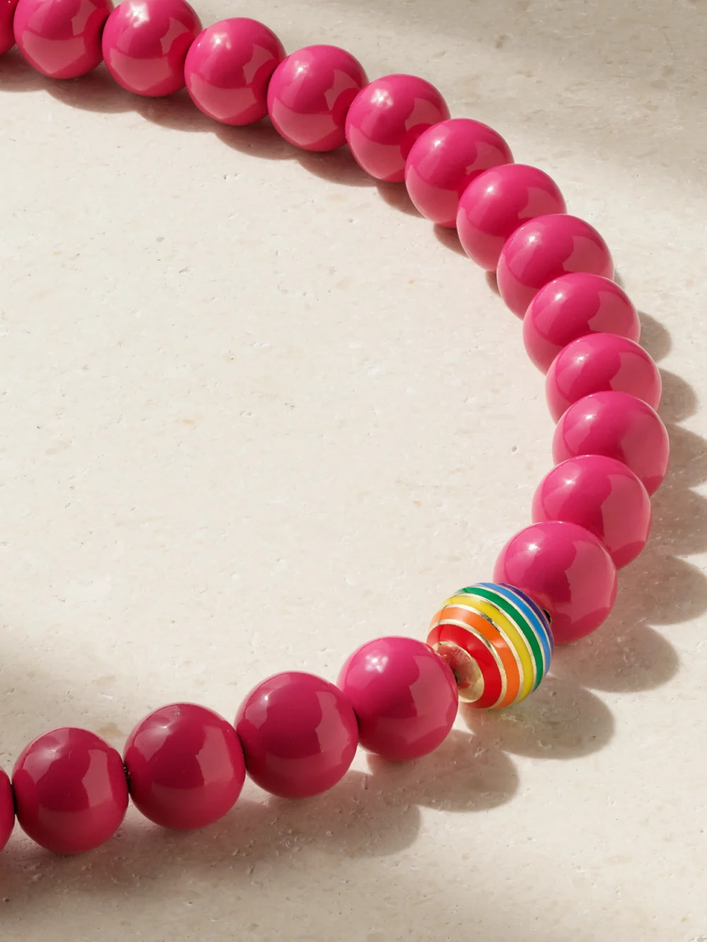 Close-up detail of the Lauren Rubinski Sterling Silver, 14-karat Gold and Enamel Necklace