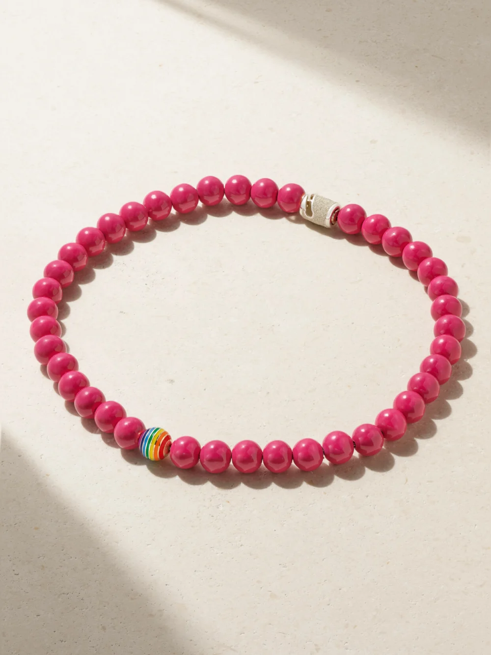 Lauren Rubinski Sterling Silver, 14-karat Gold and Enamel Necklace in pink
