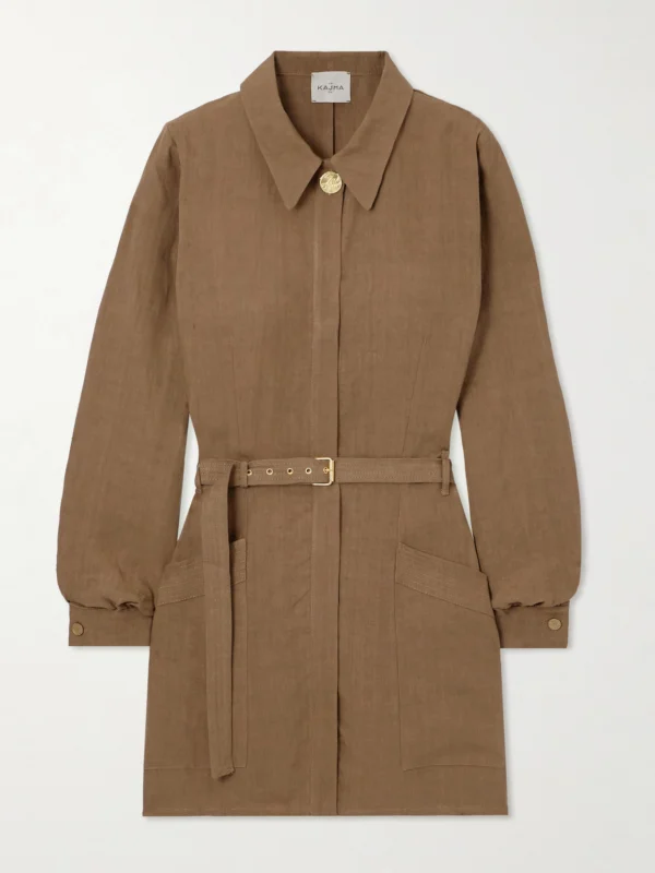 Le Kasha Awland Belted Linen Mini Dress