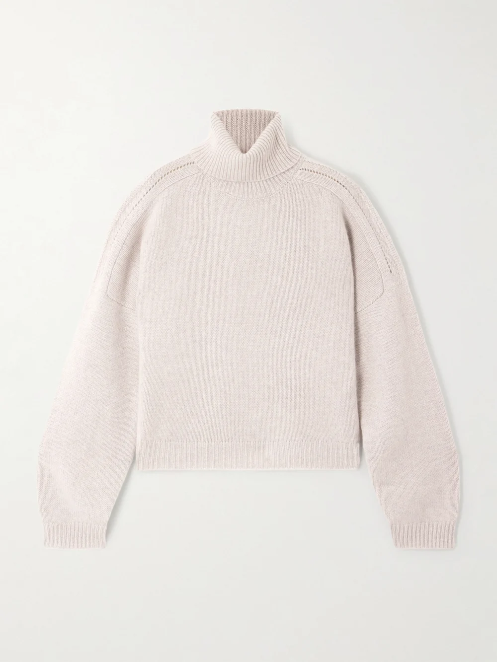 Le Kasha Bangkok Ribbed Organic Cashmere Turtleneck Sweater in beige