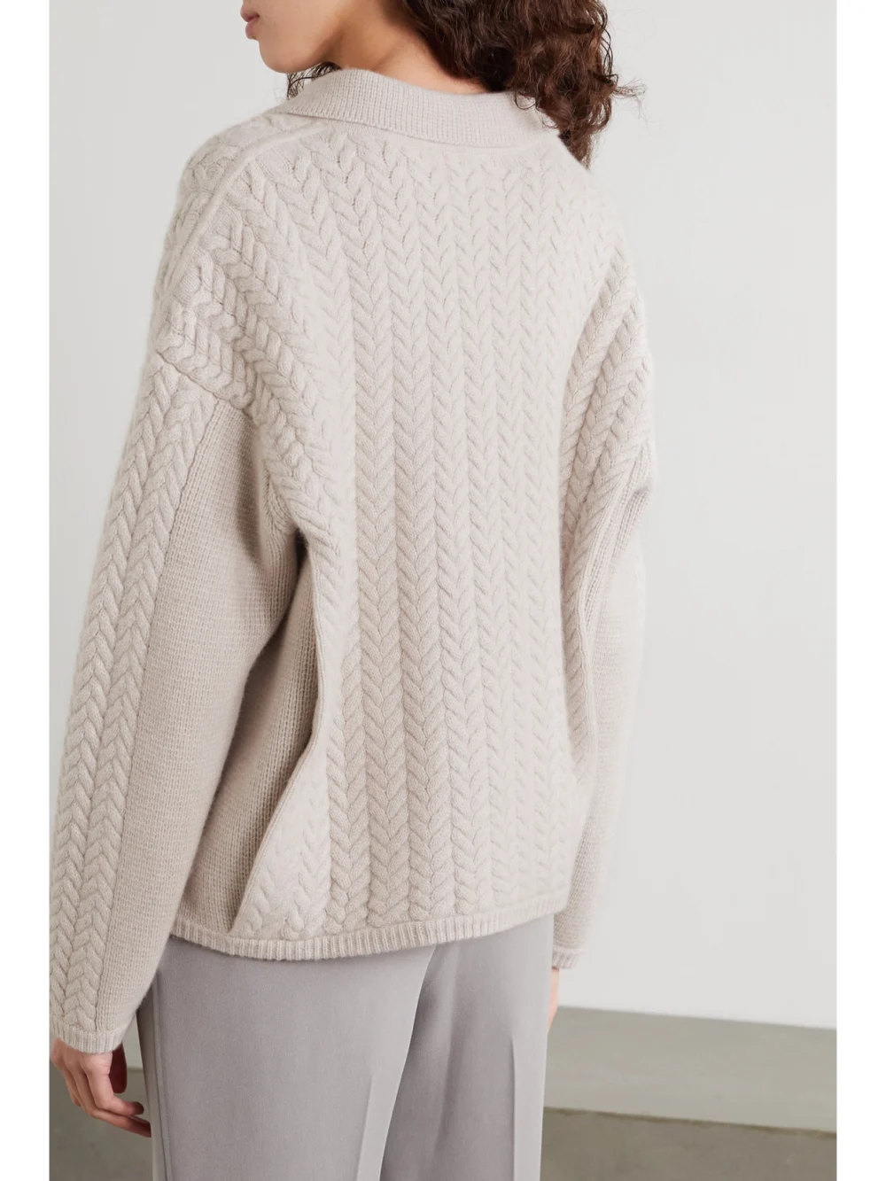 Back view of the Le Kasha Bilbao Cable-knit Cashmere Cardigan
