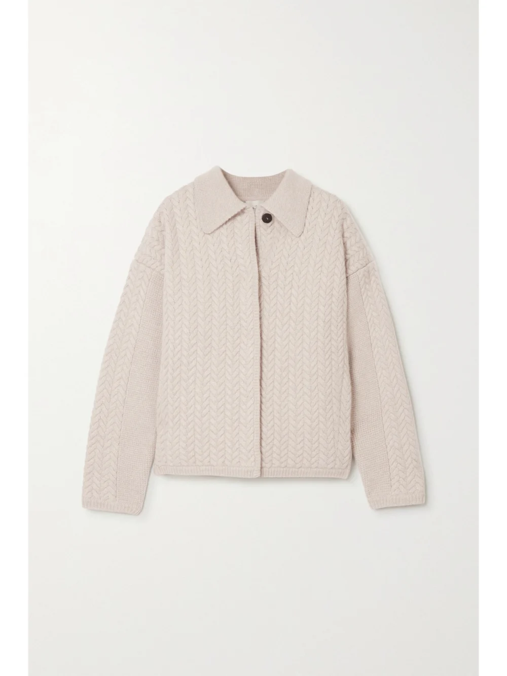 Le Kasha Bilbao Cable-knit Cashmere Cardigan in beige