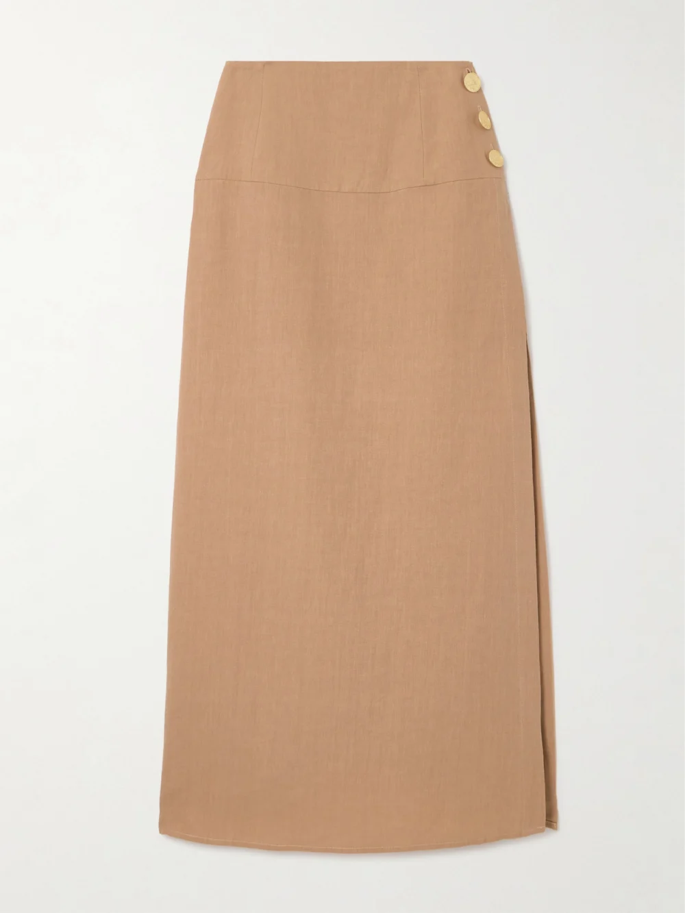 Le Kasha Haifal Linen Midi Skirt in sand