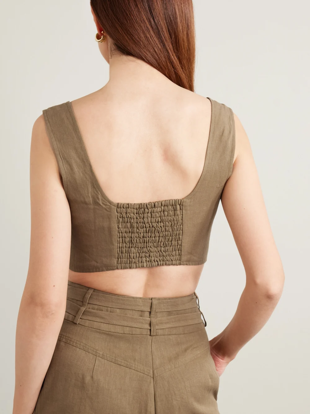 Back view of the Le Kasha Jirja Cropped Linen Top