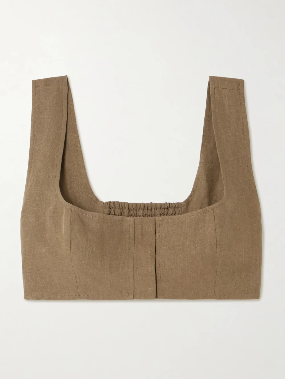 Le Kasha Jirja Cropped Linen Top in brown