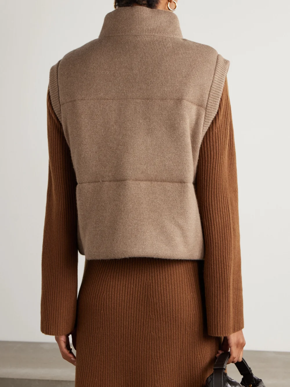 Back view of the Le Kasha Montana Quilted Organic Cashmere Vest