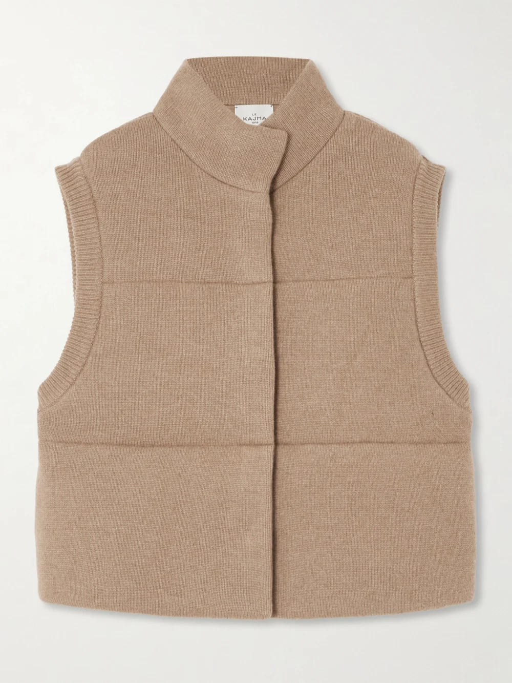 Le Kasha Montana Quilted Organic Cashmere Vest in camel