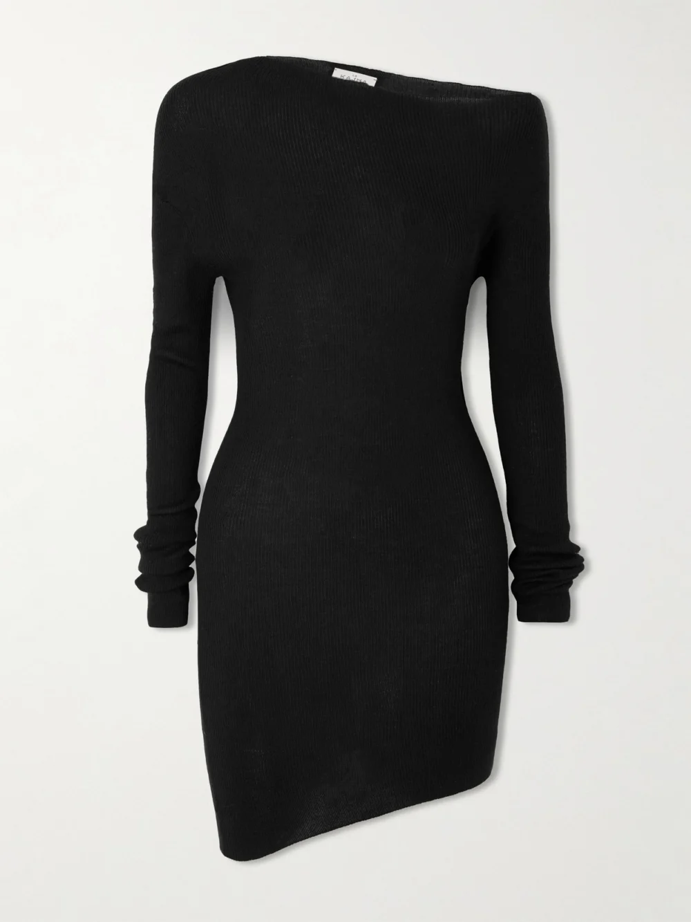 Le Kasha Palamos Asymmetric Cashmere Mini Dress in black
