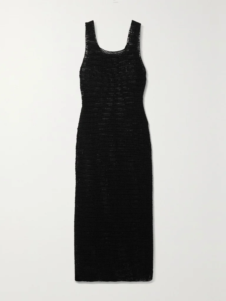 Le Kasha Shali Crocheted Organic Linen Maxi Dress