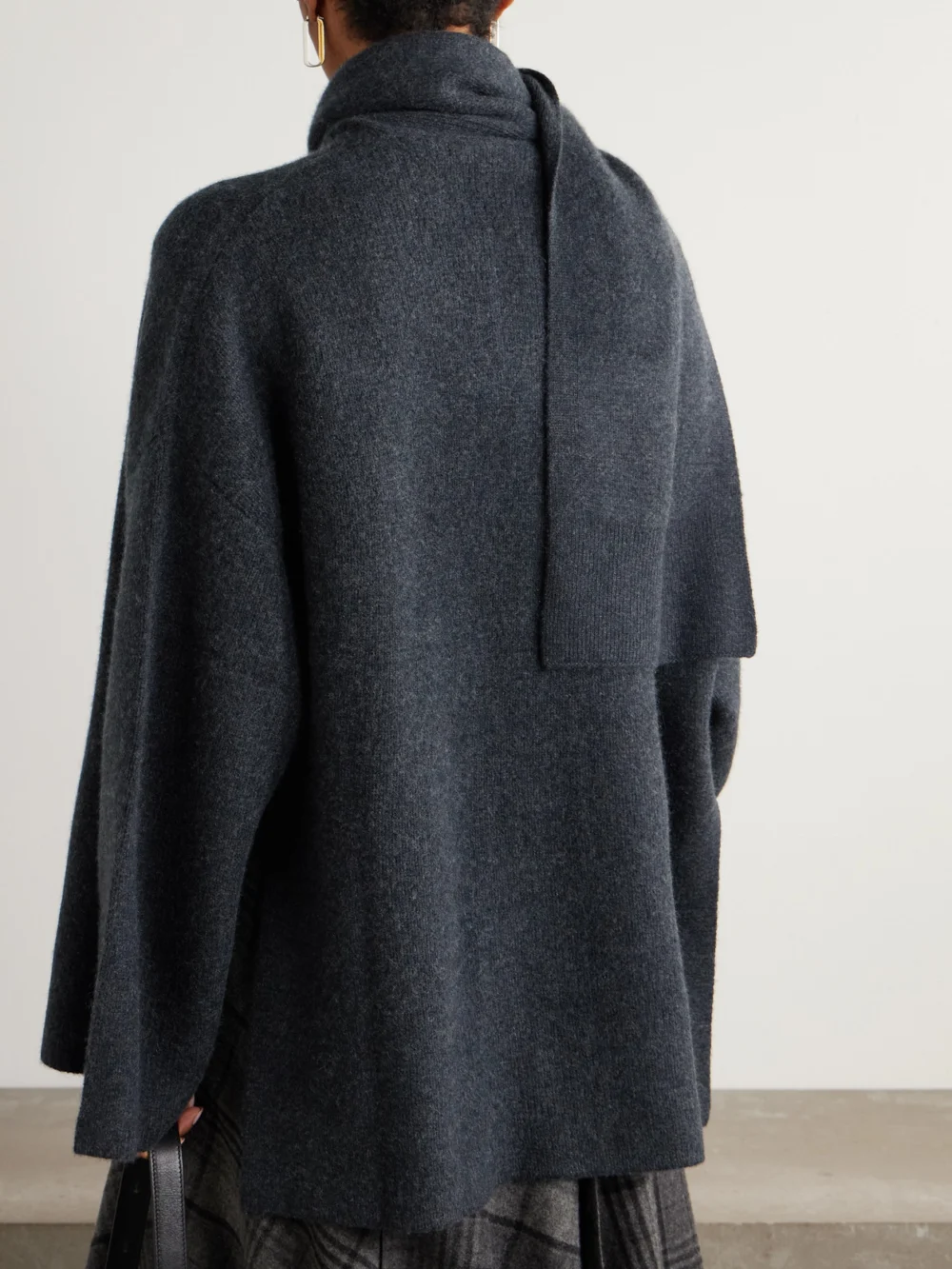 Back view of the Le Kasha Spain Scarf-effect Organic Cashmere Cardigan
