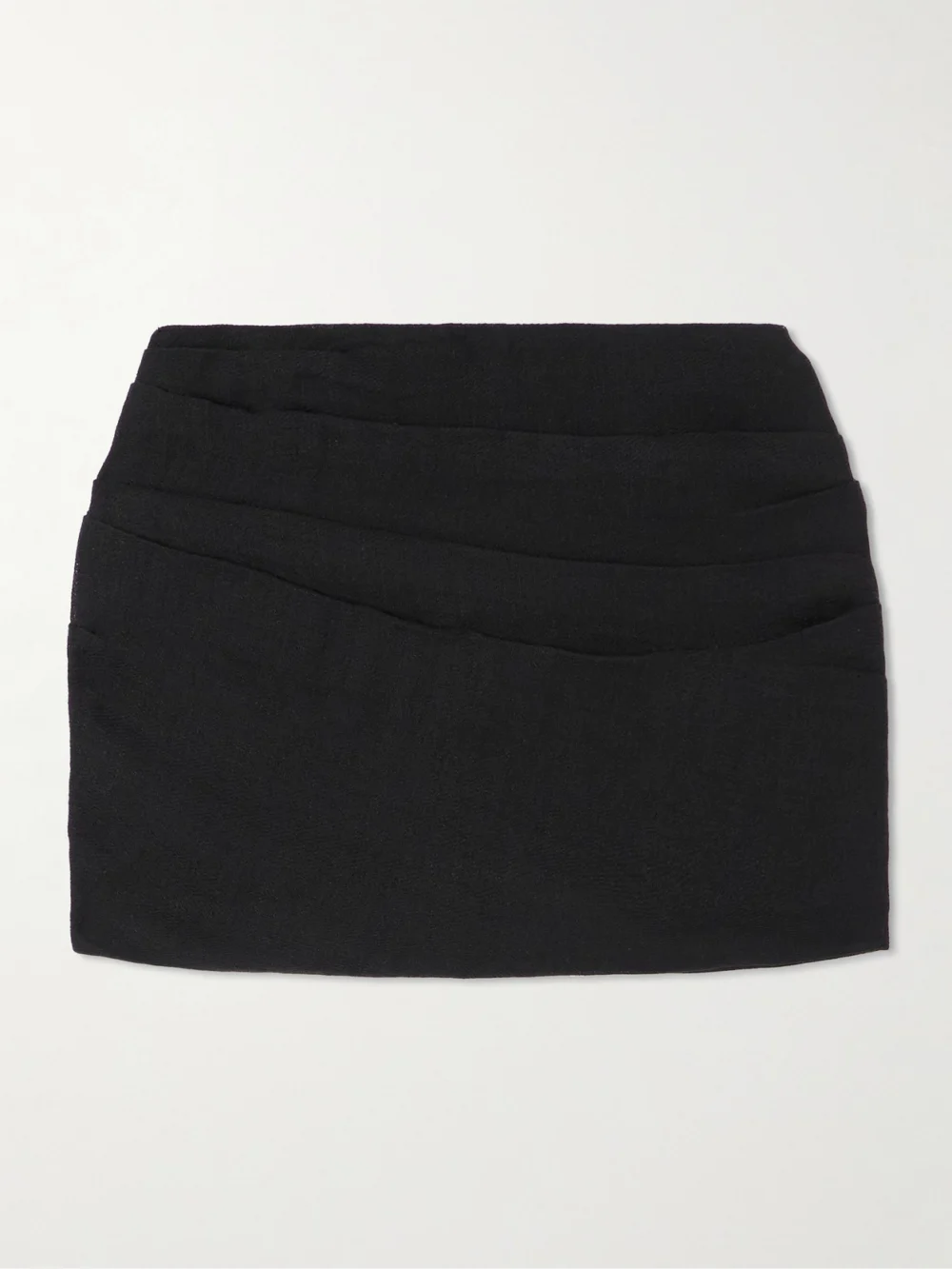 Le Kasha Spetses Draped Organic Linen-gauze Mini Skirt in black