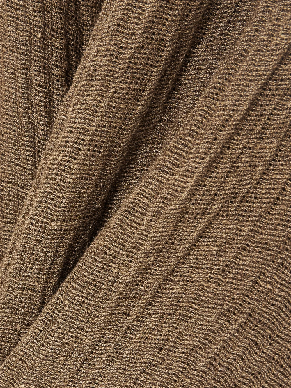 Close-up detail of the Le Kasha Spetses Draped Organic Linen-gauze Mini Skirt