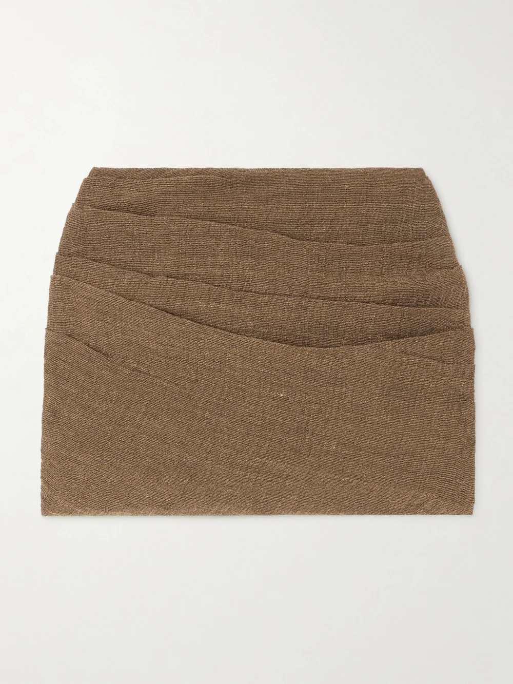 Le Kasha Spetses Draped Organic Linen-gauze Mini Skirt in brown