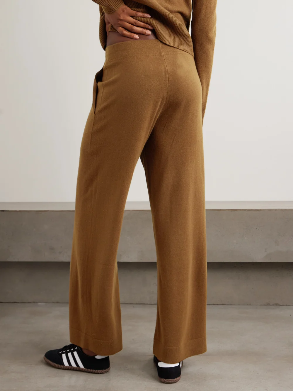 Back view of the Le Kasha Suria Organic Cashmere Wide-leg Pants