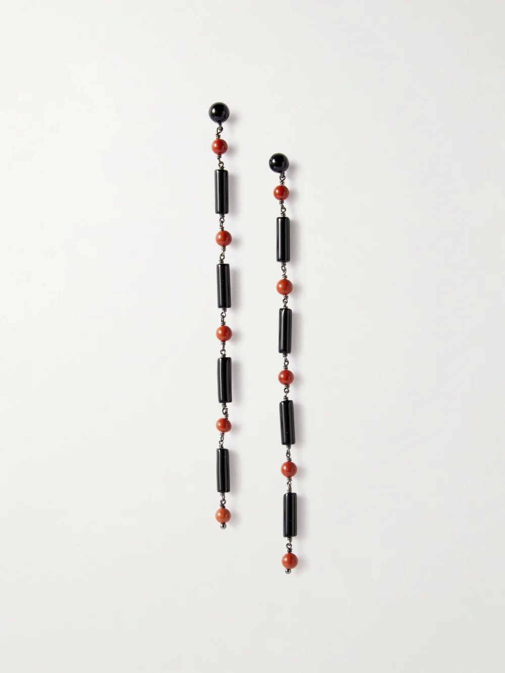 Le Sundial Beaded Onyx and Jasper Earrings in black
